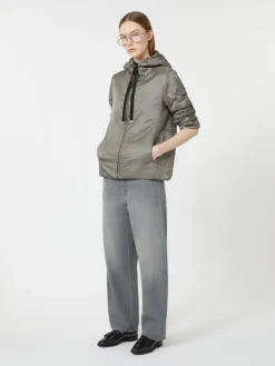 Padded water-repellent canvas hooded jacket - MEDIUM GREY