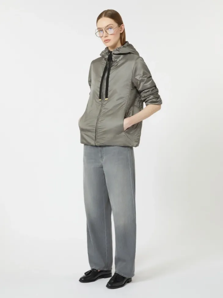 Padded water-repellent canvas hooded jacket - MEDIUM GREY