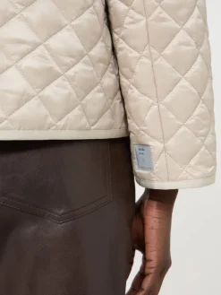 Padded water-repellent canvas round-neck jacket - NATURAL