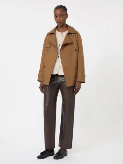 Padded water-repellent canvas round-neck jacket - NATURAL