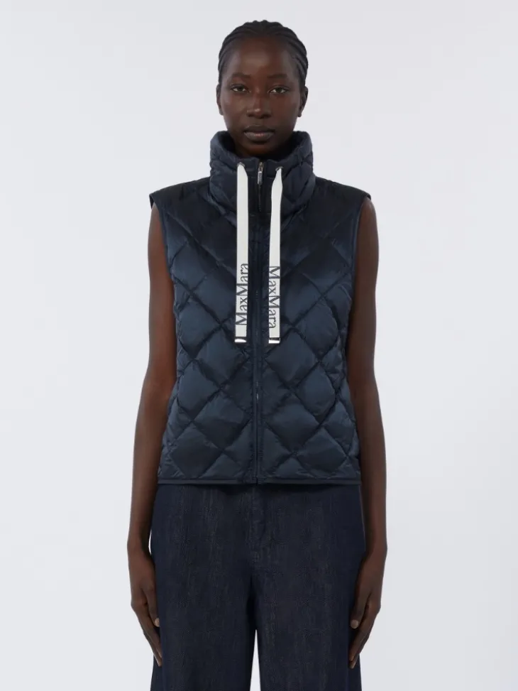 Padded water-repellent nylon canvas gilet - MIDNIGHTBLUE