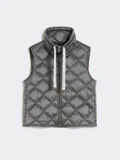Padded water-repellent nylon canvas gilet - DARK GREY
