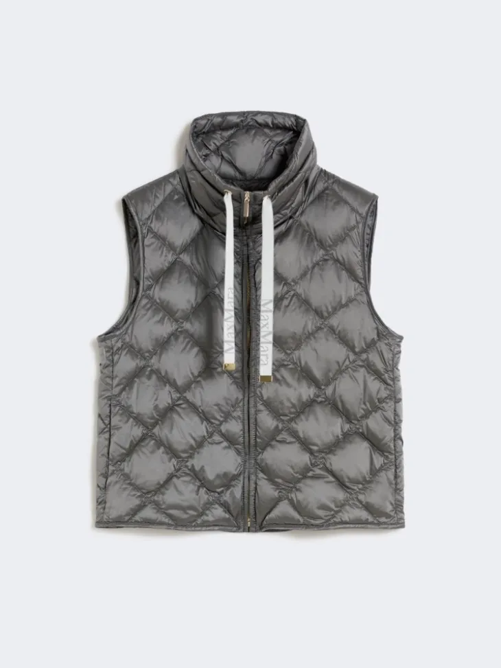 Padded water-repellent nylon canvas gilet - DARK GREY