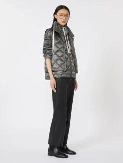 Padded water-repellent nylon canvas gilet - DARK GREY