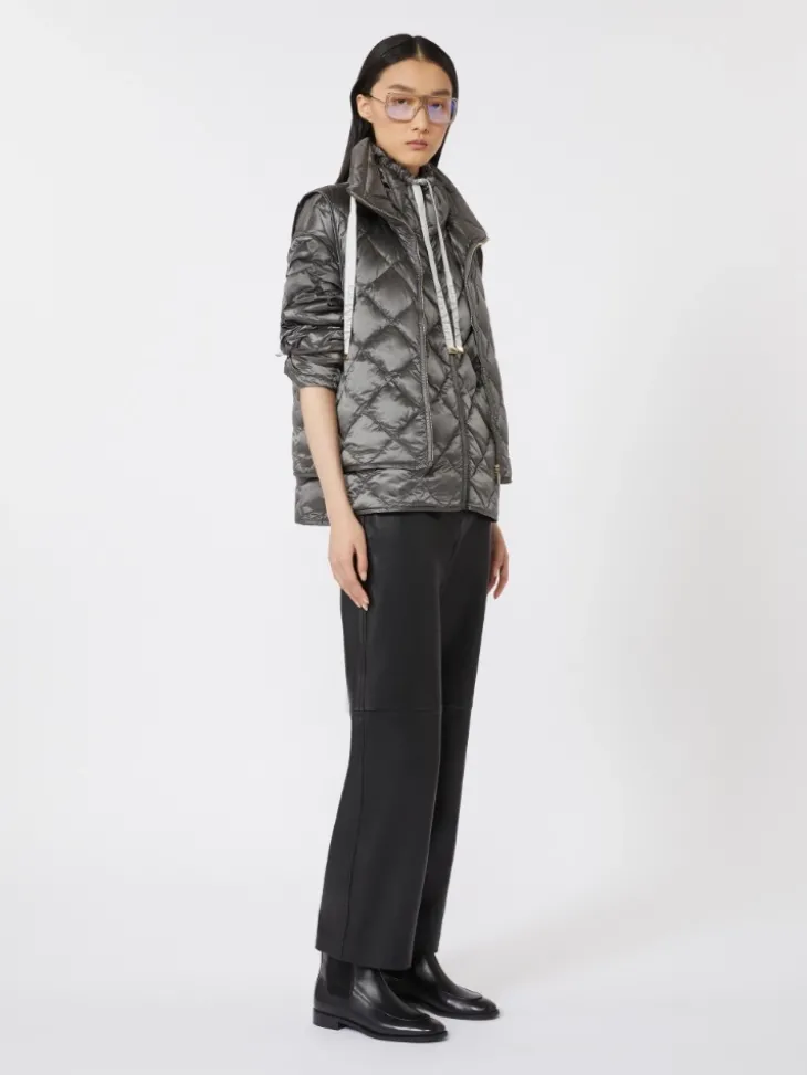 Padded water-repellent nylon canvas gilet - DARK GREY