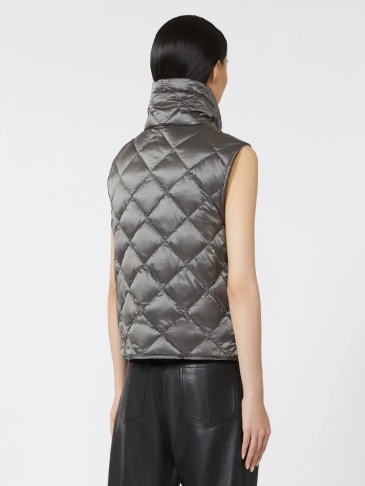 Padded water-repellent nylon canvas gilet - DARK GREY