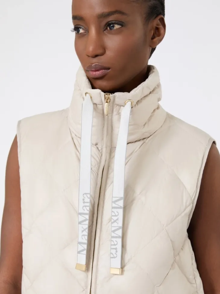 Padded water-repellent nylon canvas gilet - SAND