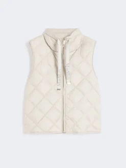 Padded water-repellent nylon canvas gilet - SAND