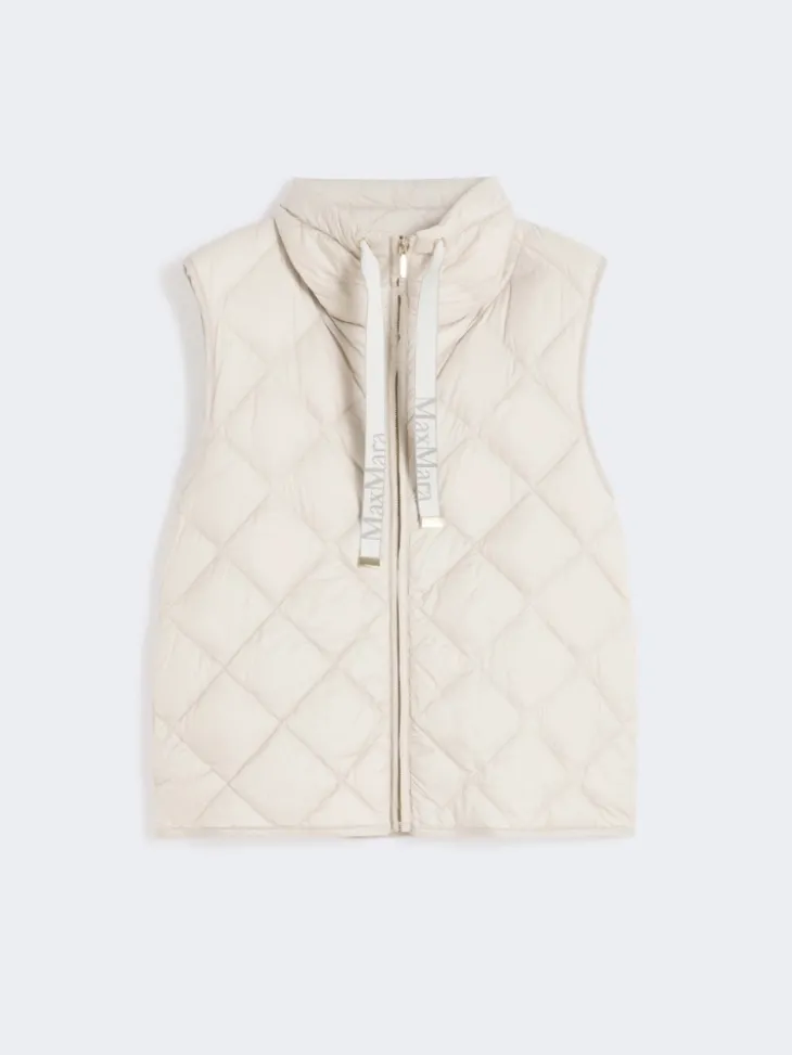 Padded water-repellent nylon canvas gilet - SAND