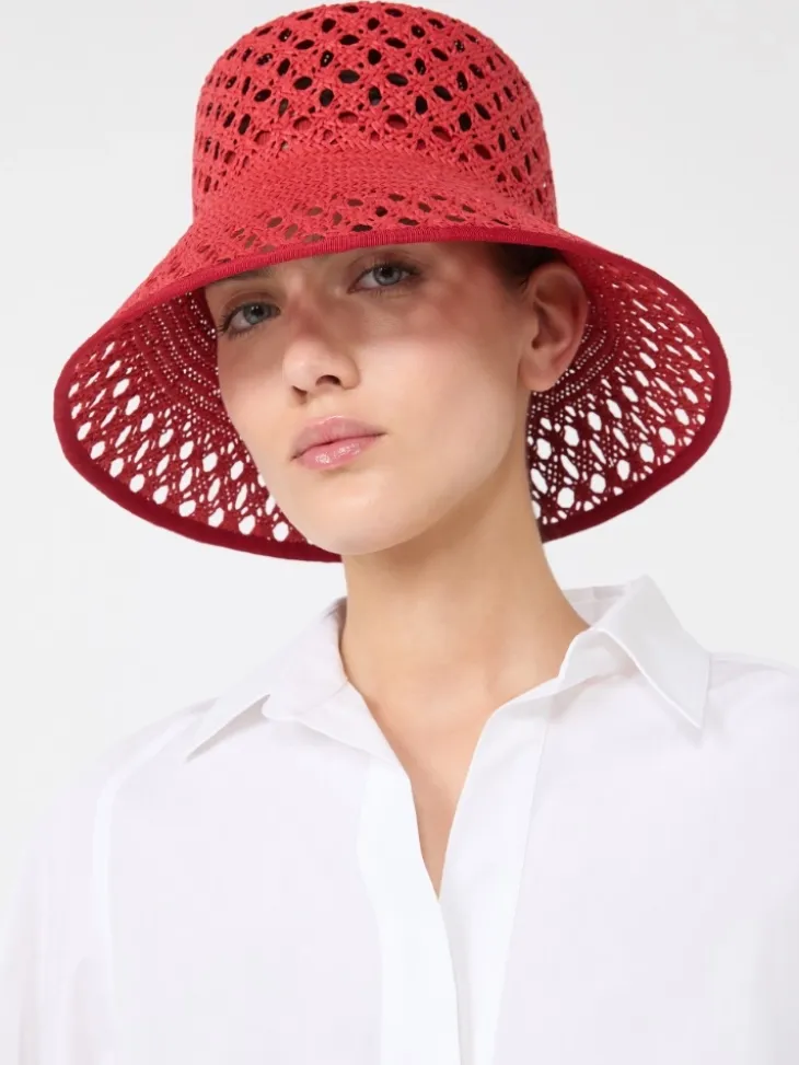 Paper yarn bucket hat - RED