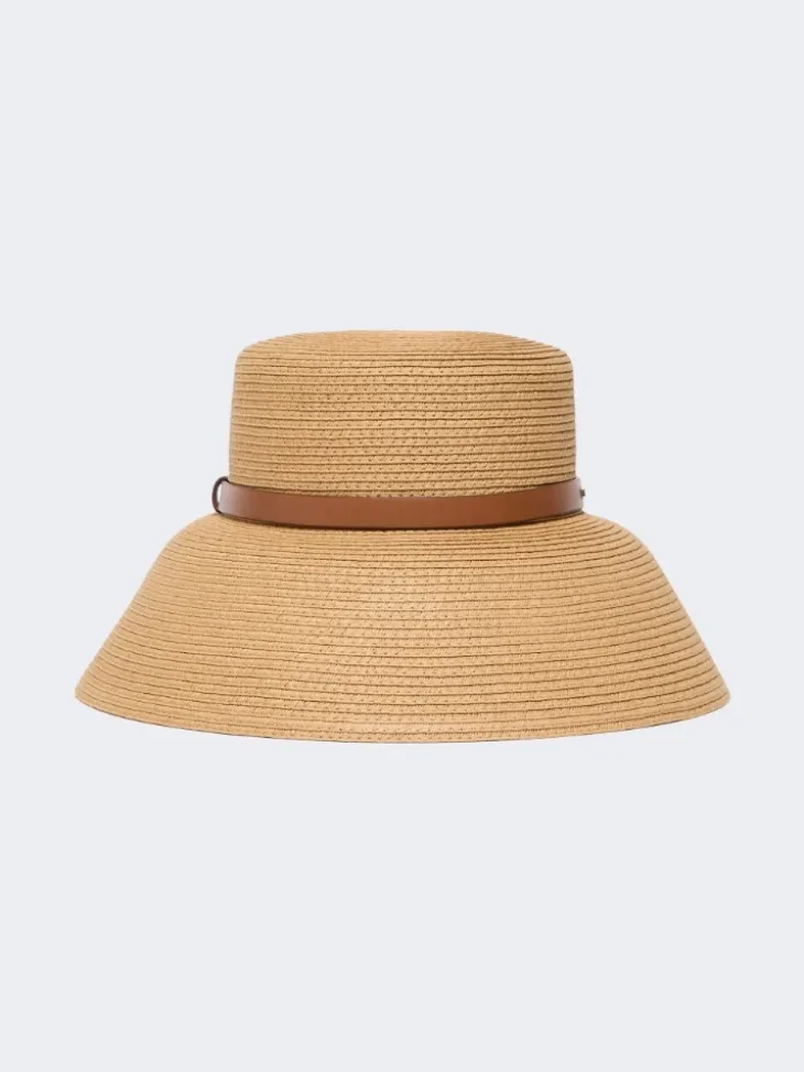 Paper yarn lampshade hat - BEIGE