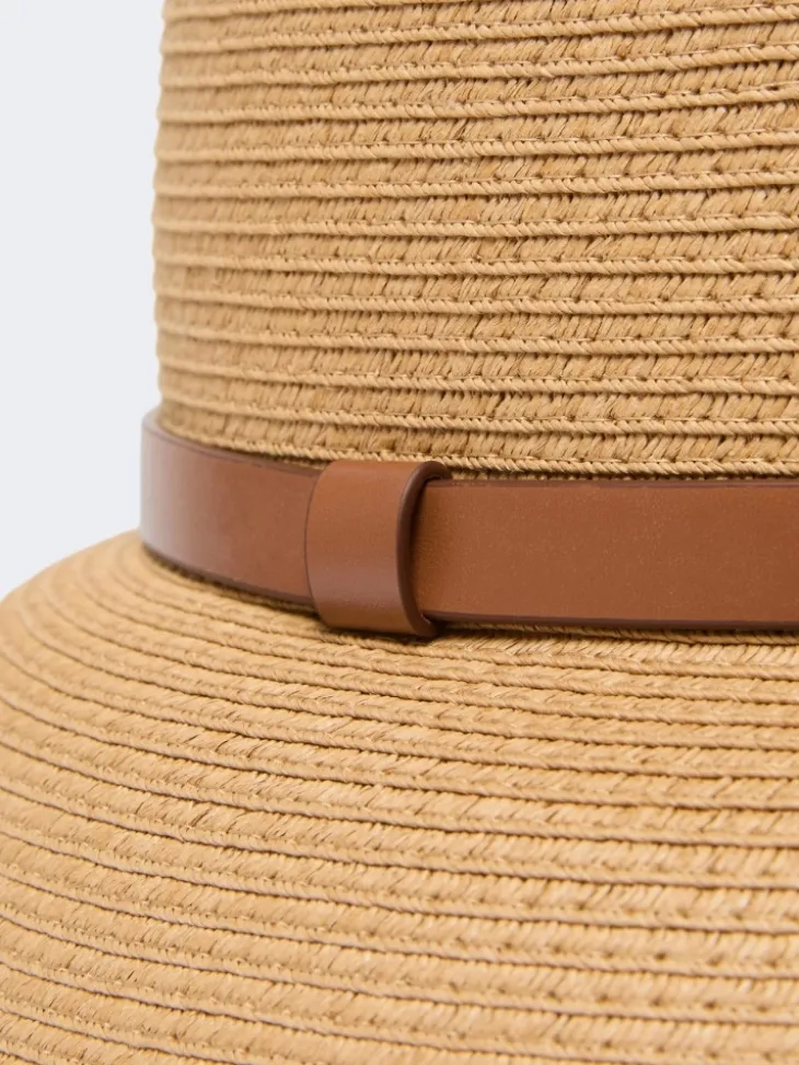 Paper yarn lampshade hat - BEIGE