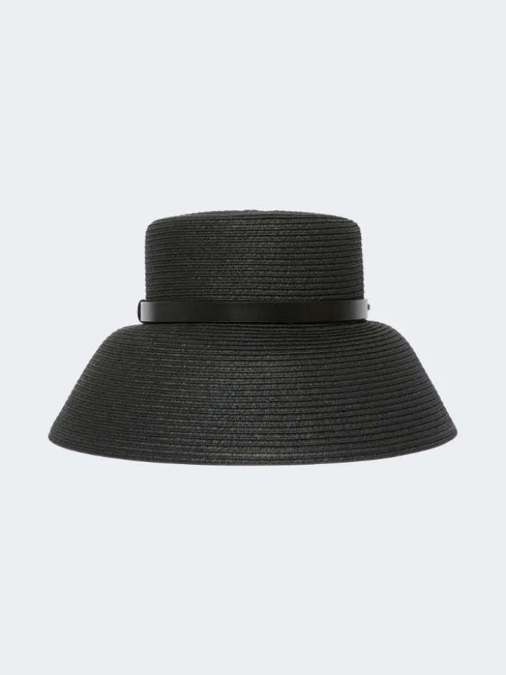 Paper yarn lampshade hat - BLACK
