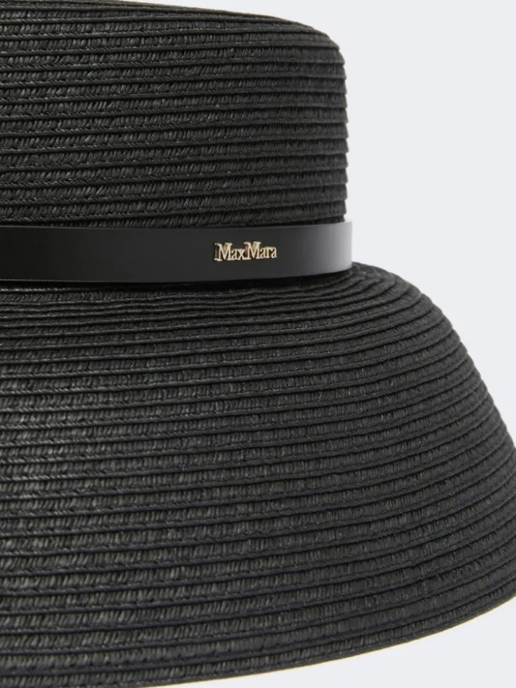 Paper yarn lampshade hat - BLACK
