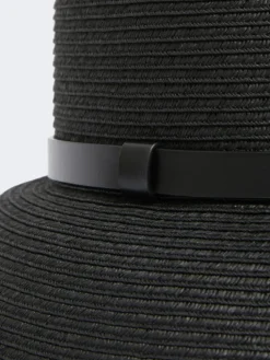 Paper yarn lampshade hat - BLACK