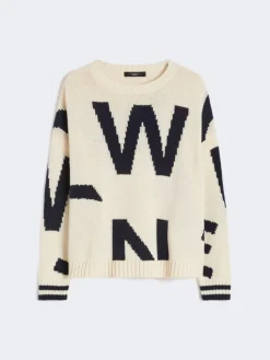 Patterned cotton crew-neck - NAVY