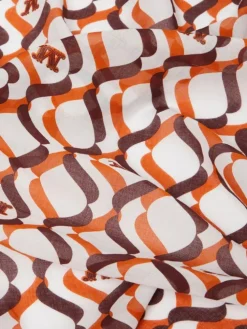Patterned muslin scarf - CORAL