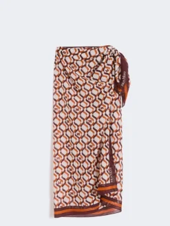 Patterned muslin scarf - CORAL