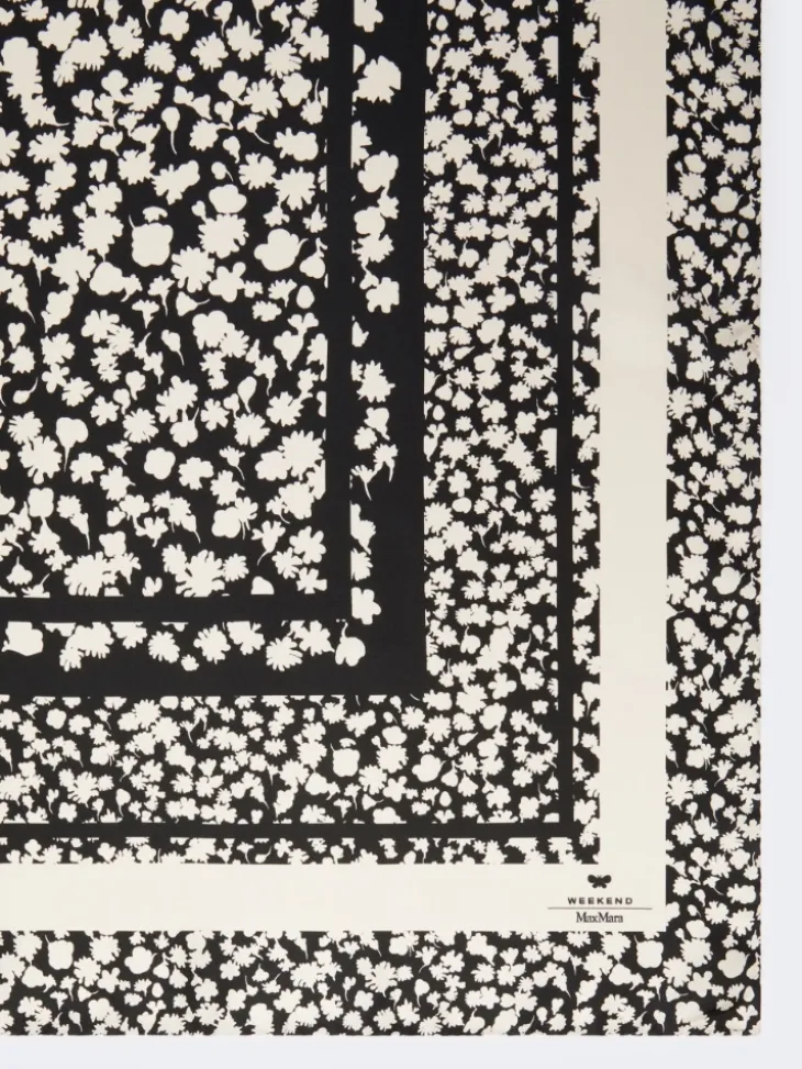 Patterned silk twill foulard - BLACK