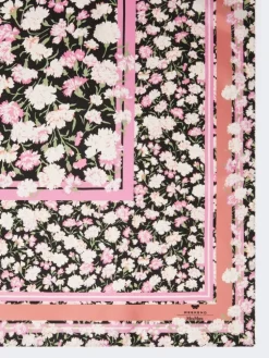 Patterned silk twill foulard - PINK
