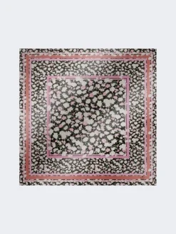 Patterned silk twill foulard - PINK