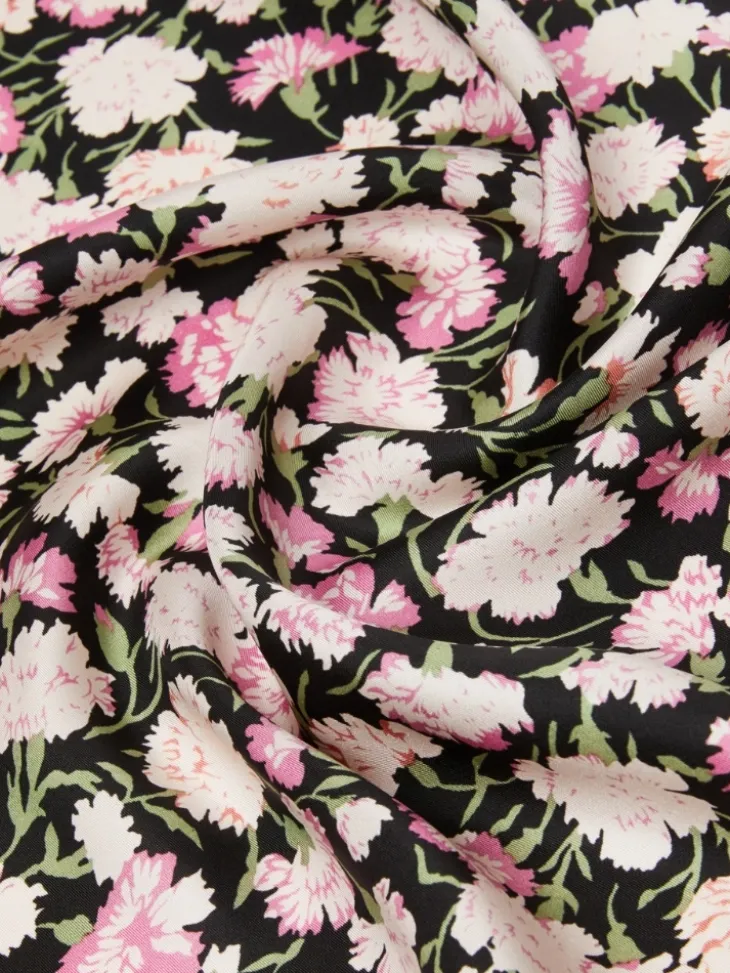 Patterned silk twill foulard - PINK