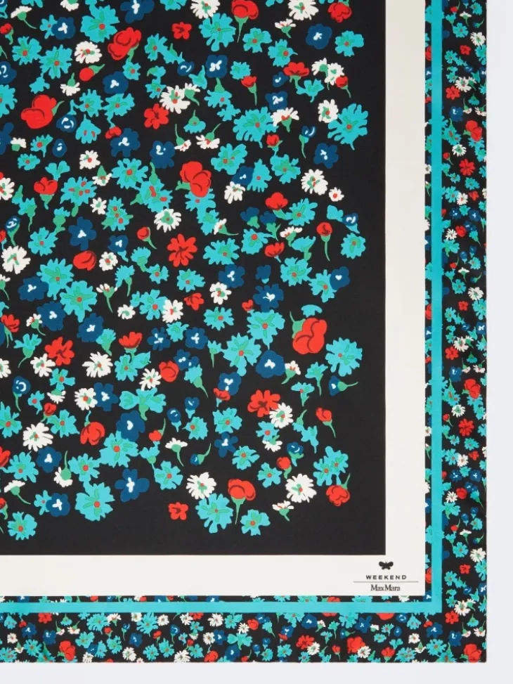 Patterned silk twill foulard - IVORY