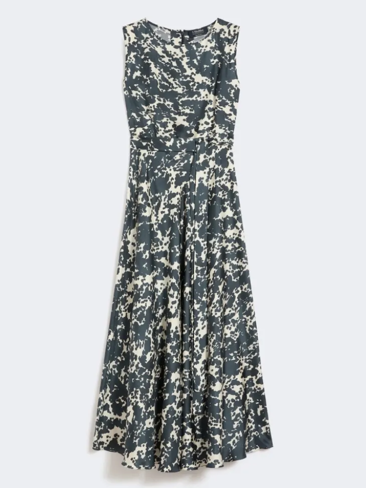 Patterned twill dress - ULTRAMARINE
