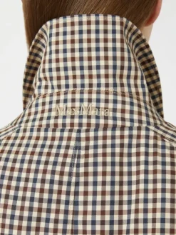 Patterned water-repellent twill trench coat - COFFEE