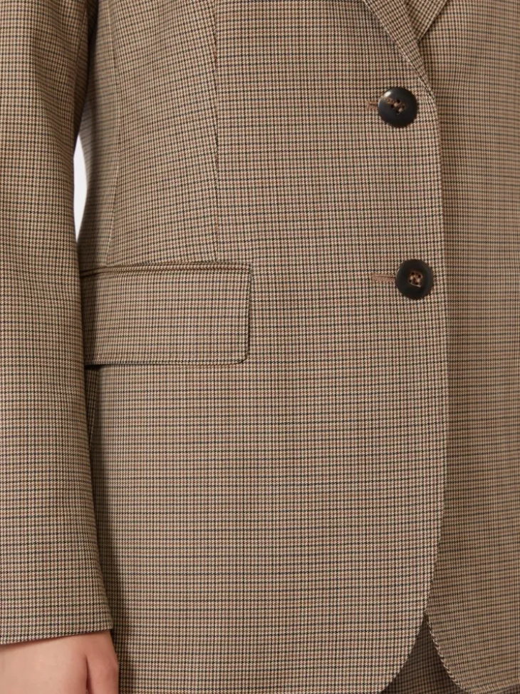 Patterned wool twill blazer - CARAMEL