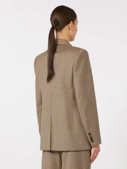 Patterned wool twill blazer - CARAMEL