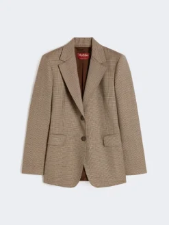 Patterned wool twill blazer - CARAMEL