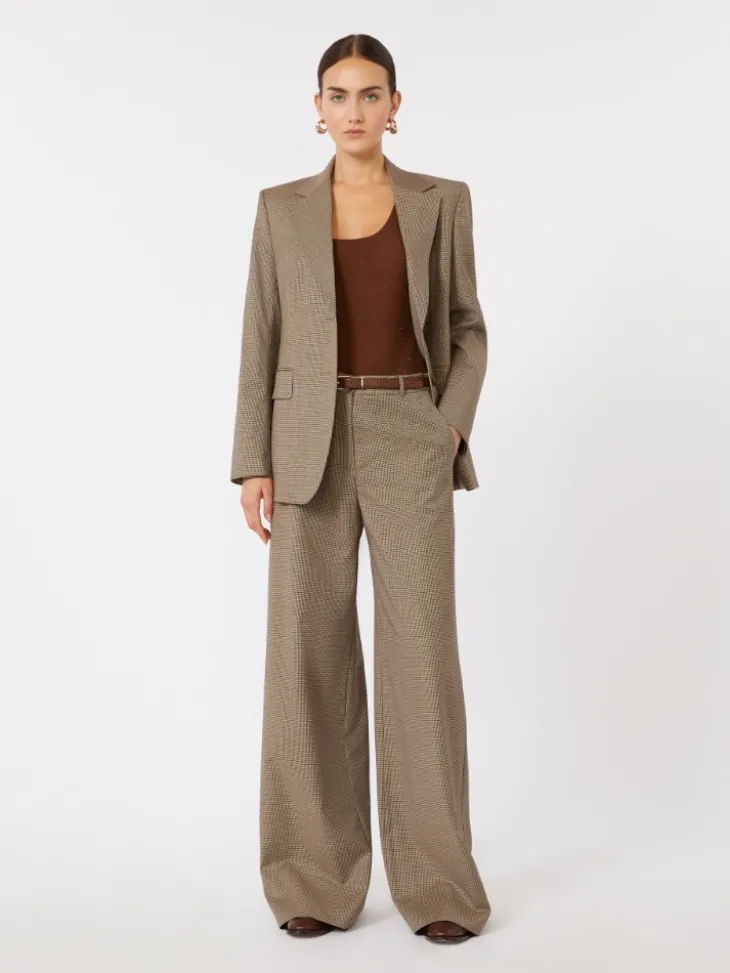 Patterned wool twill blazer - CARAMEL