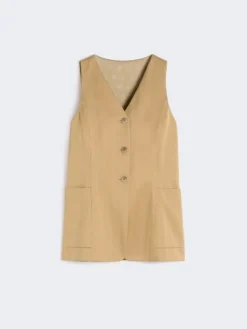 Pinstripe jacquard jersey gilet - DESERT