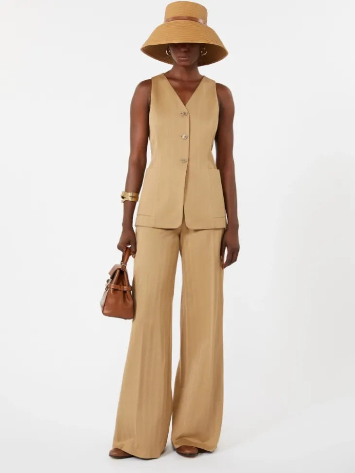 Pinstripe jacquard jersey gilet - DESERT