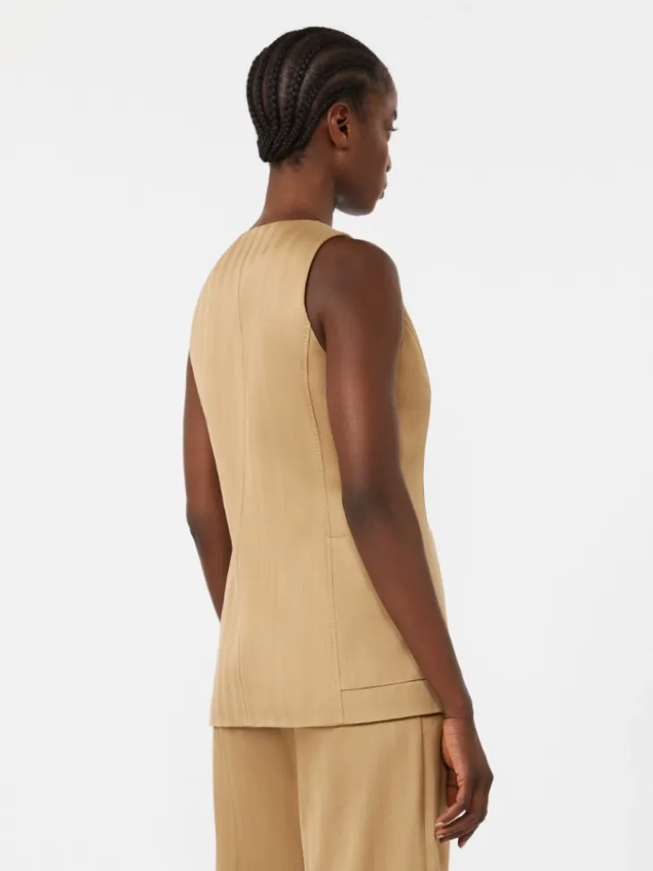 Pinstripe jacquard jersey gilet - DESERT