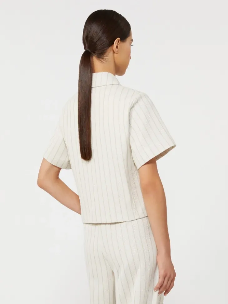 Pinstripe piqué jersey jacket - WHITE