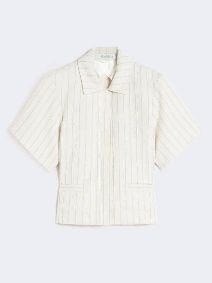 Pinstripe piqué jersey jacket - WHITE