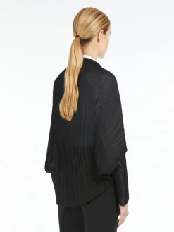 Pleated fabric shrug - BLACK