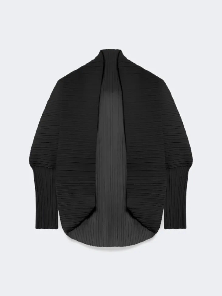 Pleated fabric shrug - BLACK