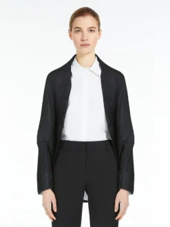 Pleated fabric shrug - BLACK