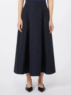 Pleated jacquard skirt - MIDNIGHTBLUE