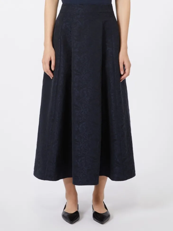 Pleated jacquard skirt - MIDNIGHTBLUE