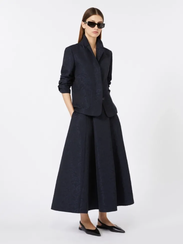 Pleated jacquard skirt - MIDNIGHTBLUE