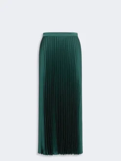 Pleated satin skirt - DARK GREEN