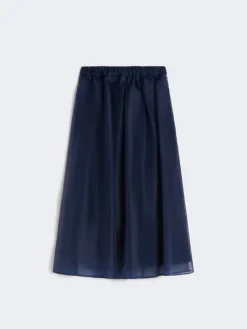 Pleated silk organza skirt - NAVY