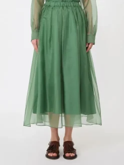 Pleated silk organza skirt - GREEN