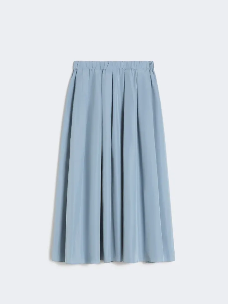 Pleated taffeta long skirt - LIGHT BLUE