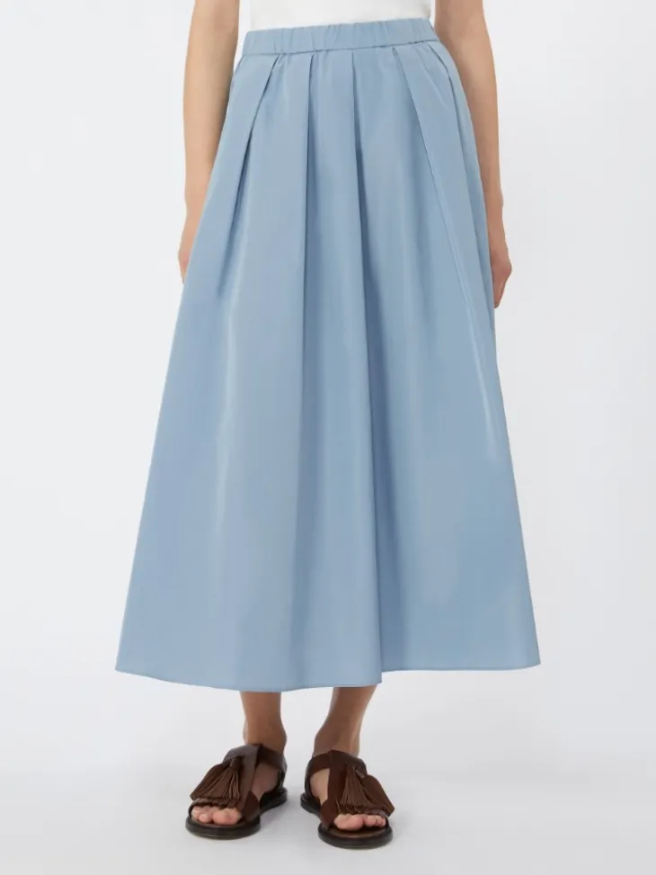 Pleated taffeta long skirt - LIGHT BLUE