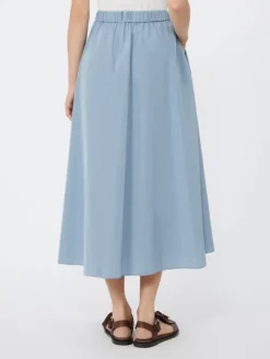 Pleated taffeta long skirt - LIGHT BLUE